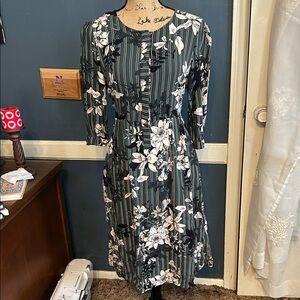 Orange Creek Striped Floral Long Sleeve Dress